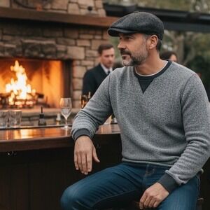 Goodlife Mens Gray Textured Boucle Crewneck Sweatshirt Made in USA Size Small